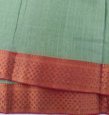 Handwoven Mangalgiri Cotton Saree | Light Green Yellow | Gold Zari | Handwoven | Ships from California